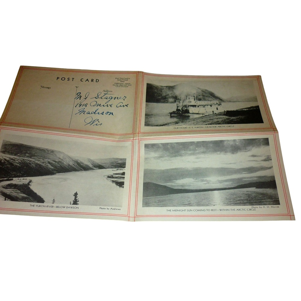 White‎ Pass Yukon Route SS Yukon Souvenir Menu Postcard Arctic Circle